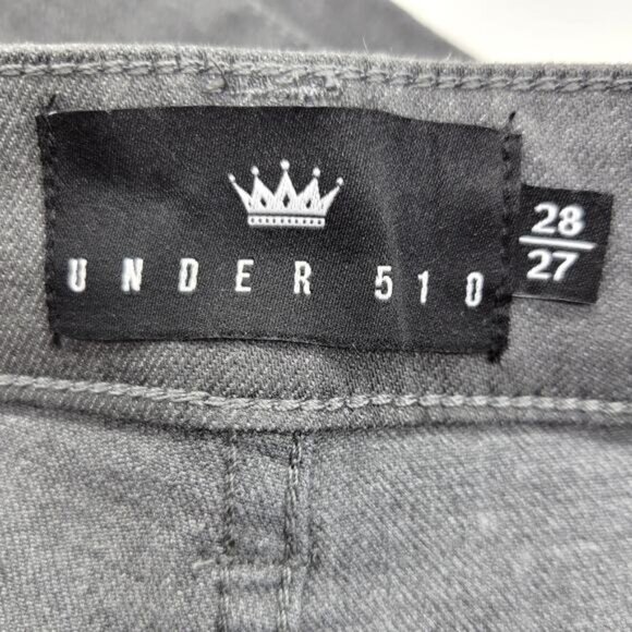 Under 5'10 Jeans NEW Men's 28X27 Dyed Charcoal Stretch Denim Slim Leg Mid Rise - Picture 7 of 10